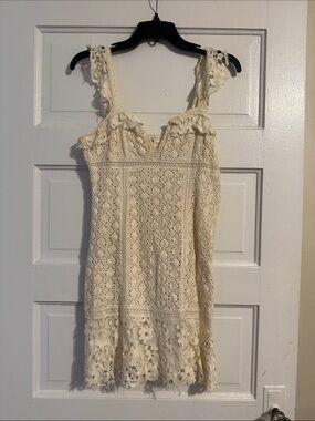 Free People Ivory Crochet Lace Mini Dress
